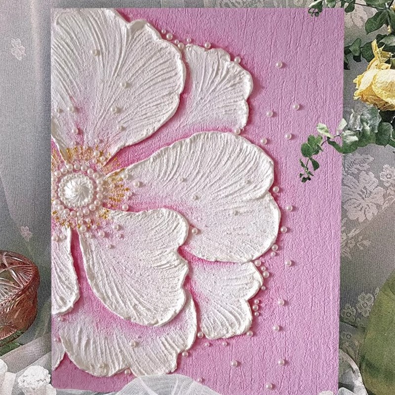 牡丹花卉立体diy肌理画材料包手工材料包非数字油画石英砂装饰画图片