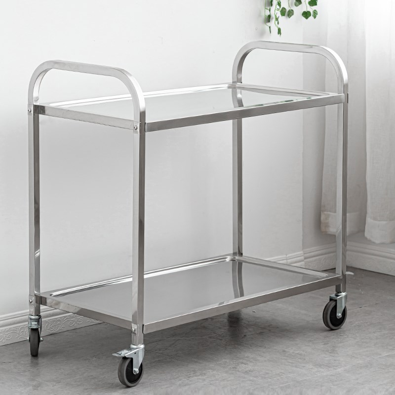 304加厚不锈钢餐车小推车二三层酒店商用餐厅酒水移动送餐收碗车