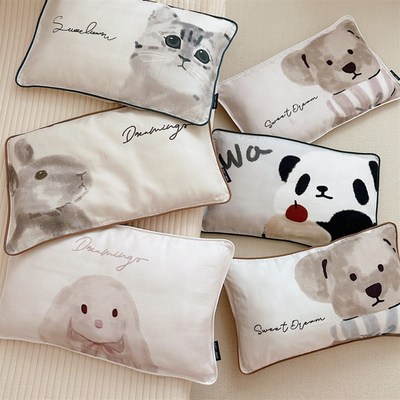 A类竹棉纤维婴儿枕套30*50单件幼儿园儿童卡通纱布枕头套成人枕皮