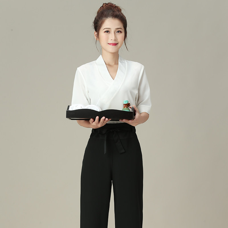 秋季新款美容师工作服装女士足疗浴店会所时尚修身美容院技师套装