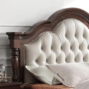 美式 实木床主卧高箱储物真皮软包复古1.8米双人婚床200×220大床