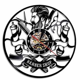 热闹家用静音个性 饰挂钟 墙上钟表艺术时钟创意复古理发店装