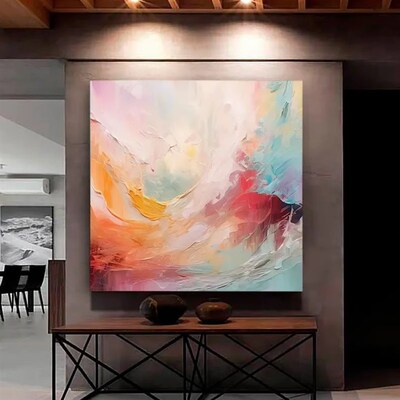 大芬村手绘油画抽象奶油风肌理感厚油客厅装饰画走廊餐厅卧室挂画