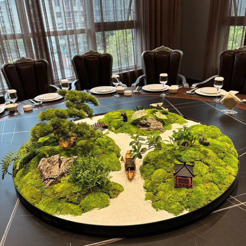 高端酒店大圆桌中间摆件会所餐桌转盘装饰微景观盆景装饰花中式,家居饰品,餐桌花艺,淘宝优惠券,粉丝福利购,淘宝优惠卷