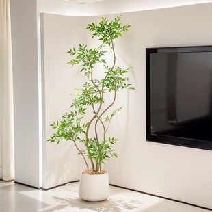 南天竹仿真绿植简约风大型落地摆件室内沙发边角落装 饰仿生假植物