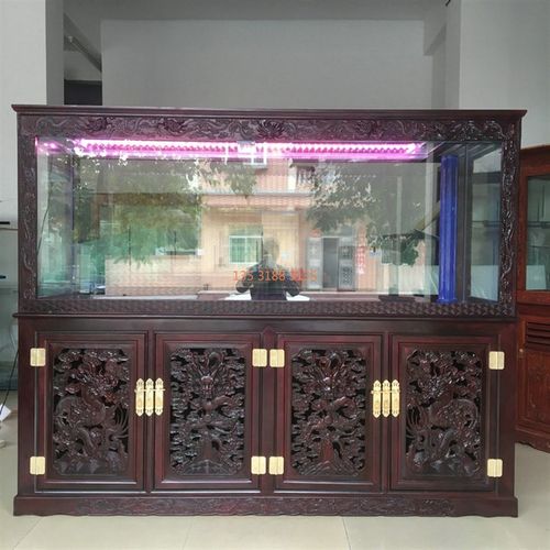 酸枝木鱼缸水族箱 全实木中式鱼缸红木龙鱼缸 定做 客厅大型 鱼缸