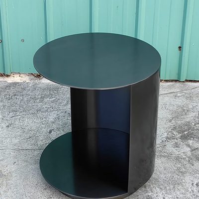 意式极简小茶几小户型客厅沙发边几金属做旧角几轻奢卧室双层圆桌