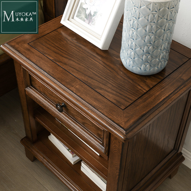 木鱼家具美式乡村白蜡木实木床头柜 PB Pottery Barn抽屉式储物柜