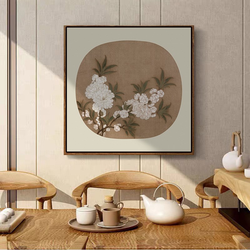 宋式美学挂画宋画小品复古装饰画玄关方形餐厅客厅酒店新中式壁画图片