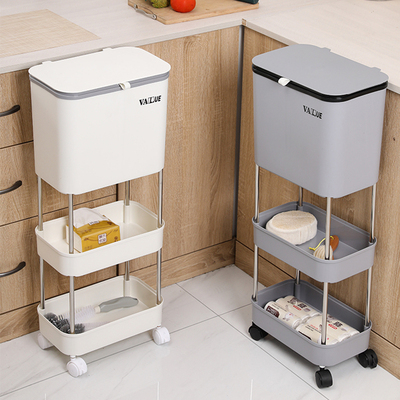 厨房垃圾桶家用多层大容量带盖滚轮可移动翻盖大号干湿分离收纳桶