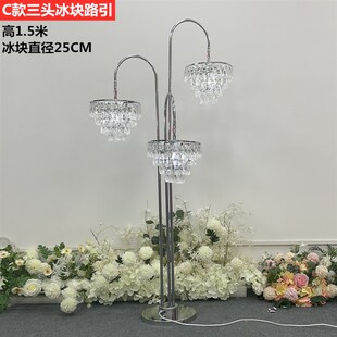 饰发光摆件 婚庆婚礼道具铁艺三头水晶灯冰条冰块路引灯舞台布置装