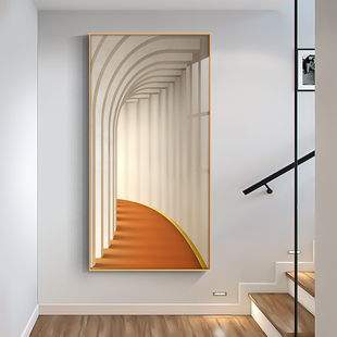 玄关装饰画现代简约空间延伸感走廊过道挂画抽象大气客厅长廊壁画