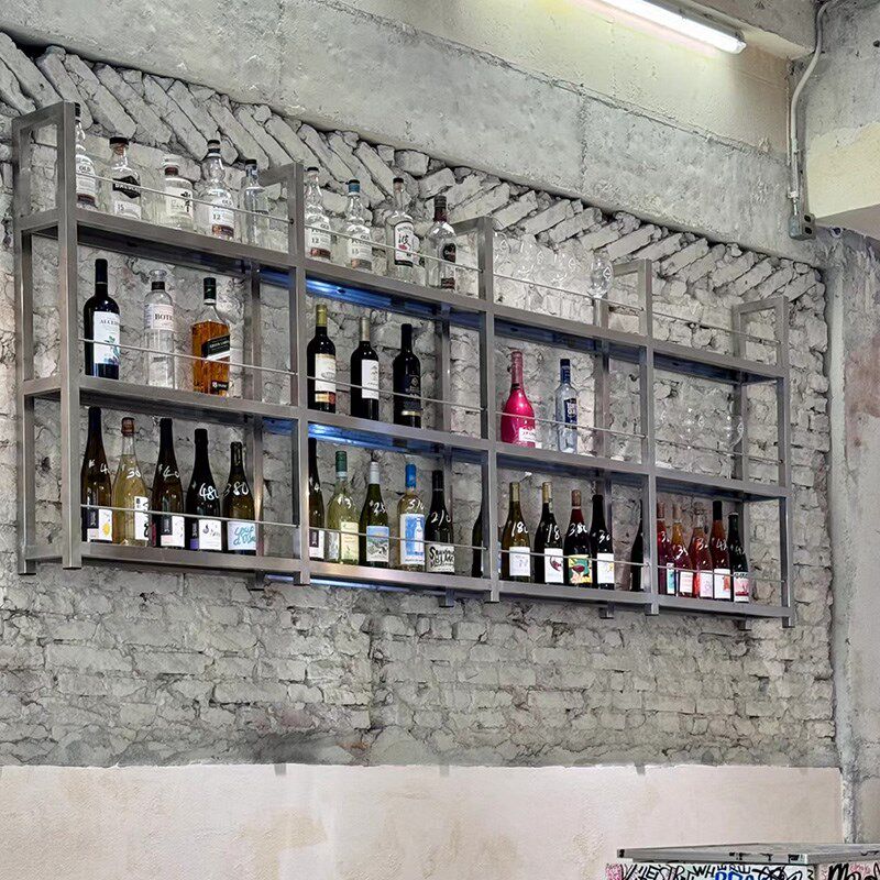 吧台挂墙式红酒架置物架餐厅壁挂酒柜酒吧K悬挂式铁艺酒架展示架