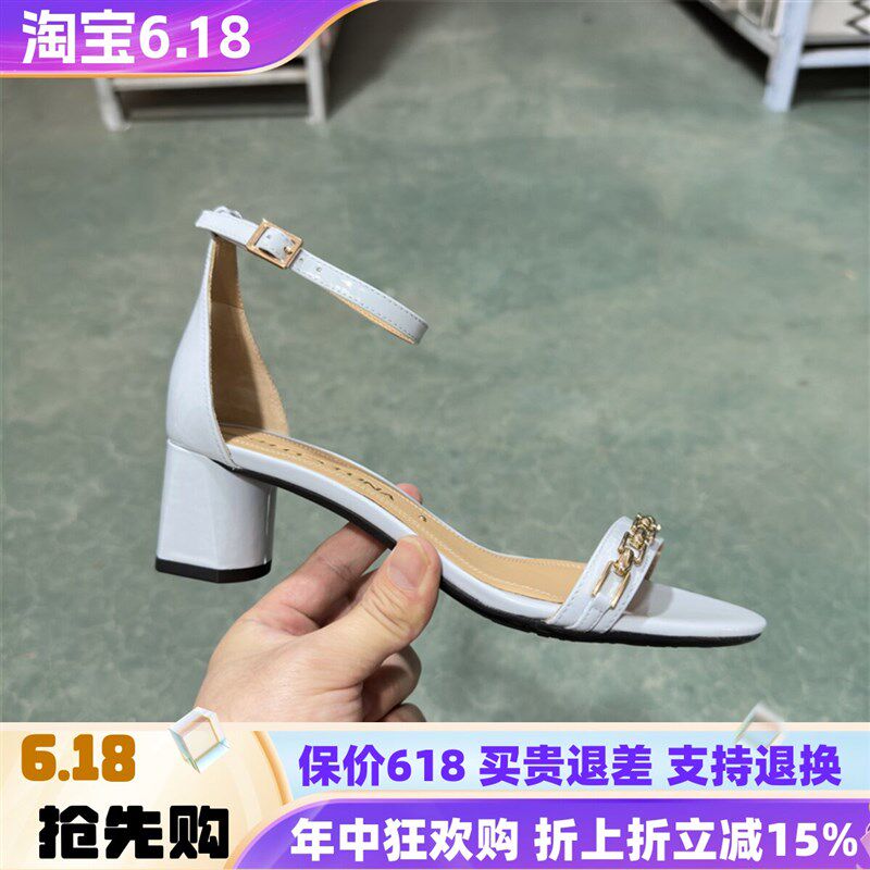 SL露娜春夏时尚气质高跟鞋露趾一字带粗跟L优雅凉鞋SL121089