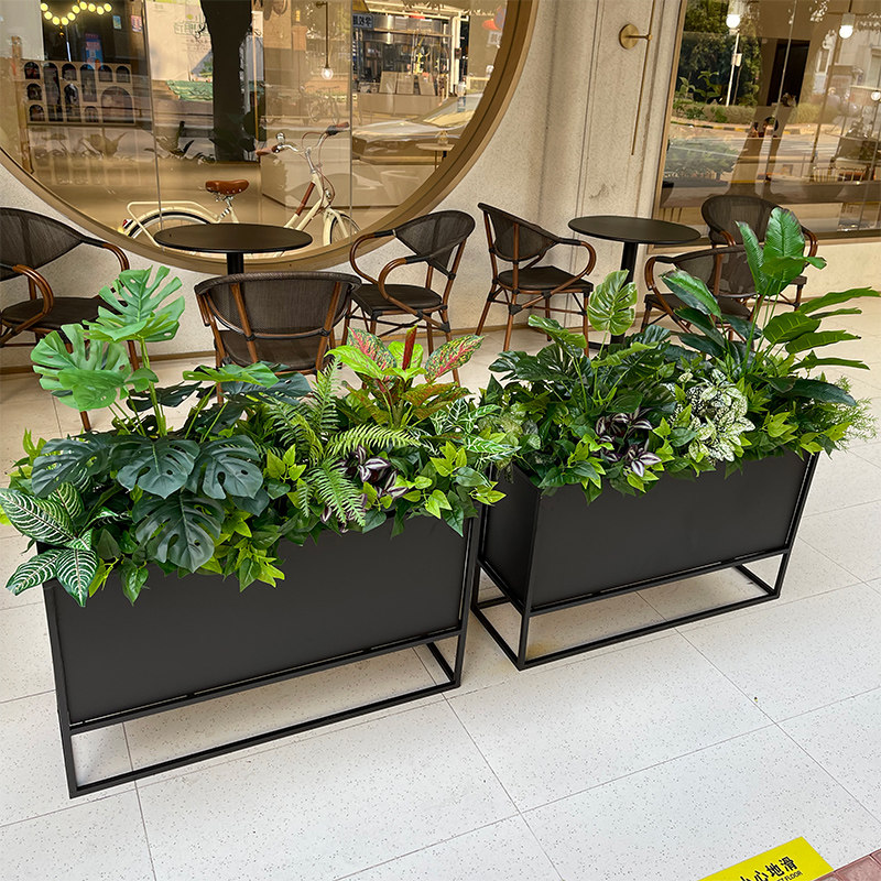 仿真绿植芦苇龟背叶花槽花u箱栅栏定制花艺酒店商场店铺植物墙装