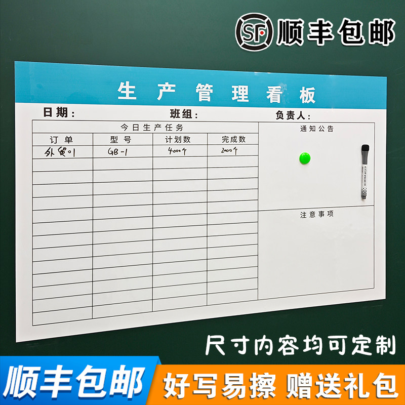 生产管理看板企业文化墙白板贴定制员工风采磁性软白板龙虎榜kpi