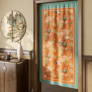 山绣球新中式高级感卧室隔断厨房冬季保暖防风门帘柜子遮挡帘加厚