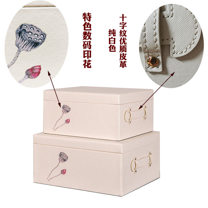 皮革收纳箱 衣柜衣帽间整理贮物盒大小号 样板间内衣盒灰色时尚