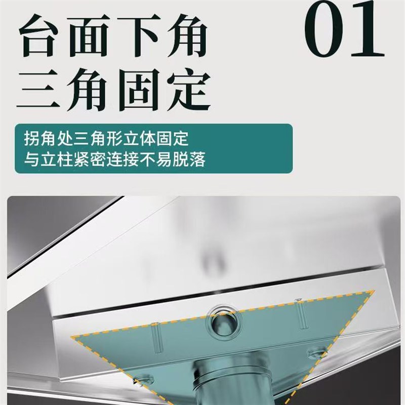 圆角加厚不锈钢带轮可移动工作台二三层商用摆摊厨房操作台置物架