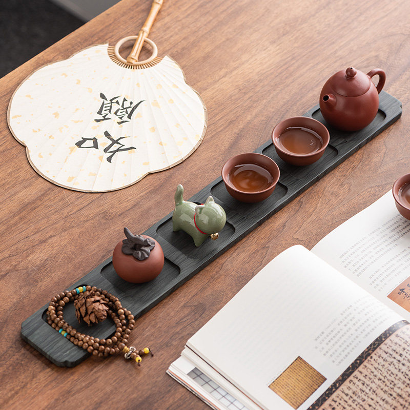 绿木纹石简约茶盘茶台小号干泡盘茶杯H架杯垫茶托盘茶具收纳架壶