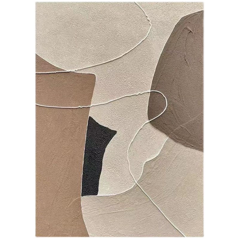 几何线条纯手绘油画入户玄关装饰画客厅抽象立体肌理画侘寂风挂画