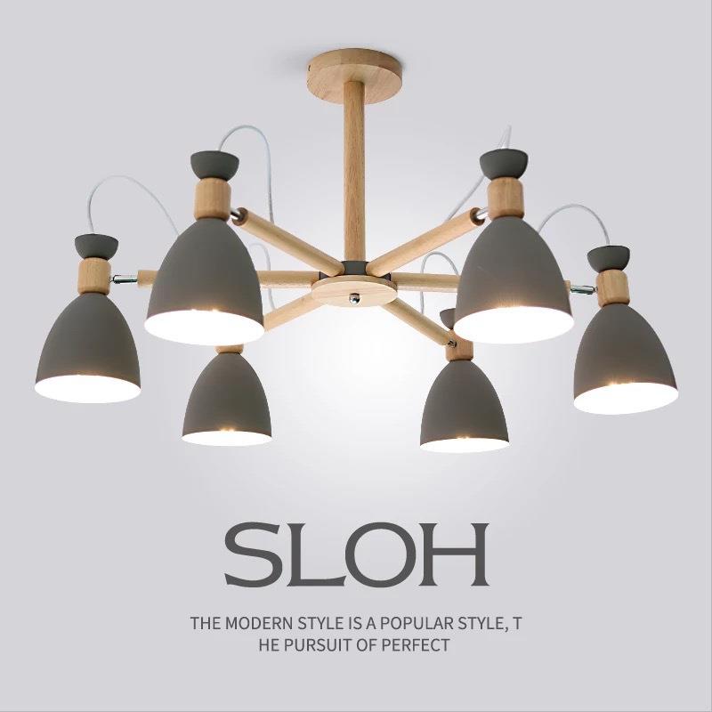 北欧灯具客厅吊灯实木现代简约风格马卡龙创意小户型卧室餐厅灯饰