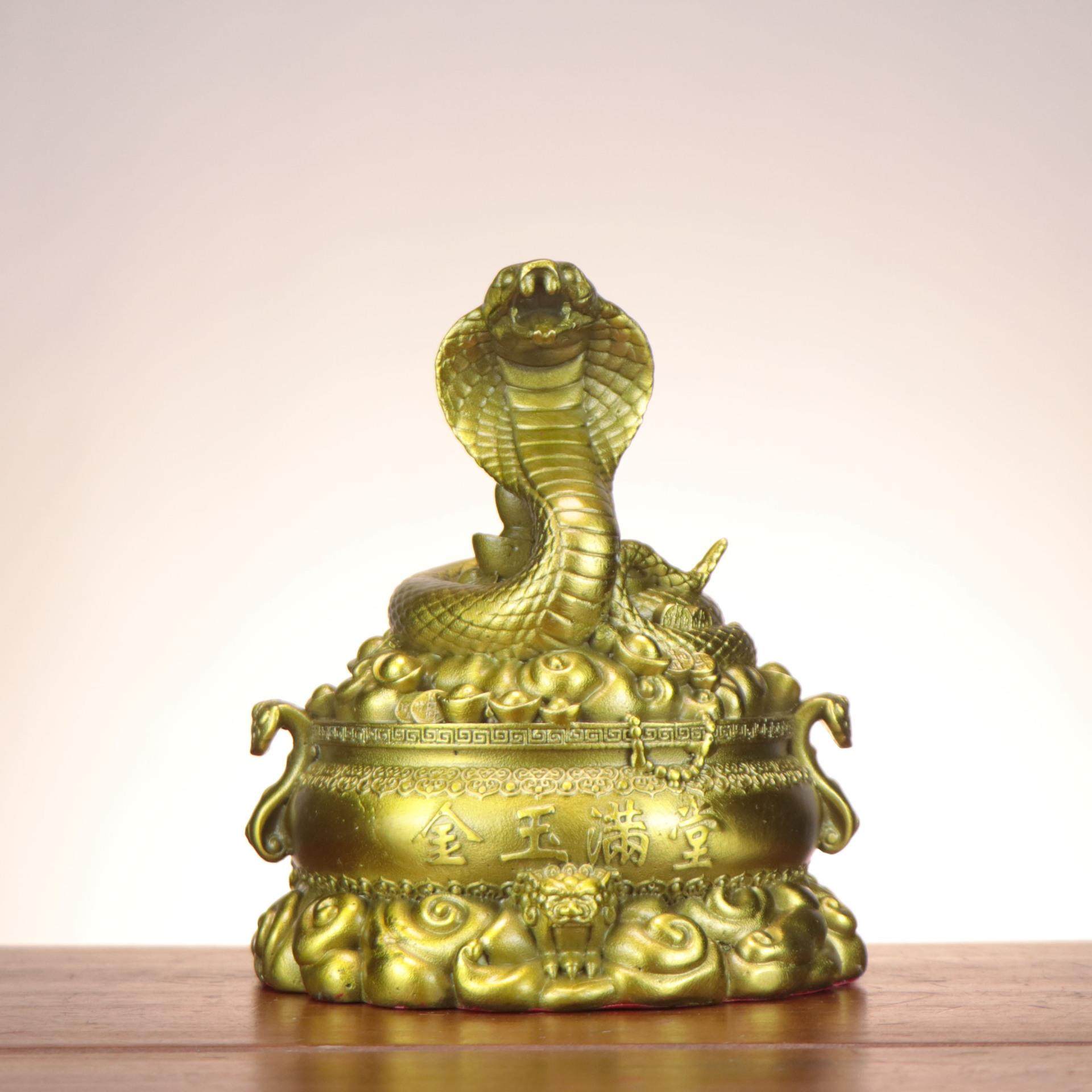 铜蛇十二生肖蛇摆件金玉满堂蛇 聚宝盆蛇家居办公室装饰灵蛇聚宝