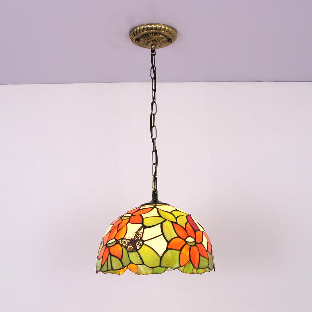 田园风格蝴蝶欧濠蒂彩色玻璃餐厅创意咖啡厅吧台卧室玄关阳台吊灯
