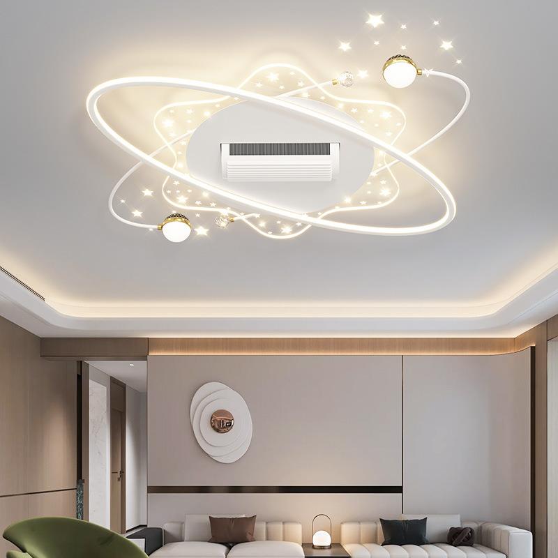 滚筒式无叶风扇灯客厅灯吸顶灯现代简约静音空调电扇一体房间灯具