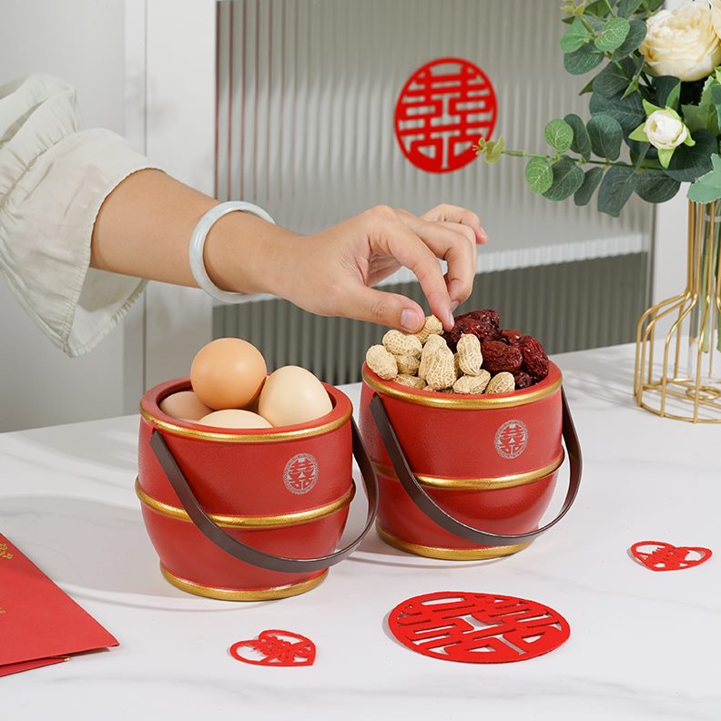 喜孙婚庆用品桶新桶子陶瓷孙桶陪嫁子婚房红色娘摆件结婚人宝家用