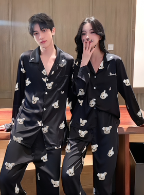 白鹿周深同款真丝睡衣韩版情侣睡衣套装卡通款高级感家居服送闺蜜