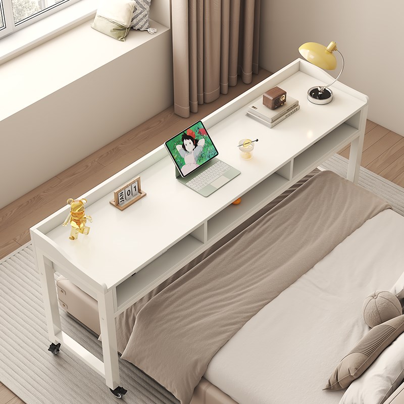 可移动床边桌跨床桌带抽屉懒人床上电脑桌子简约卧室床尾长条书桌