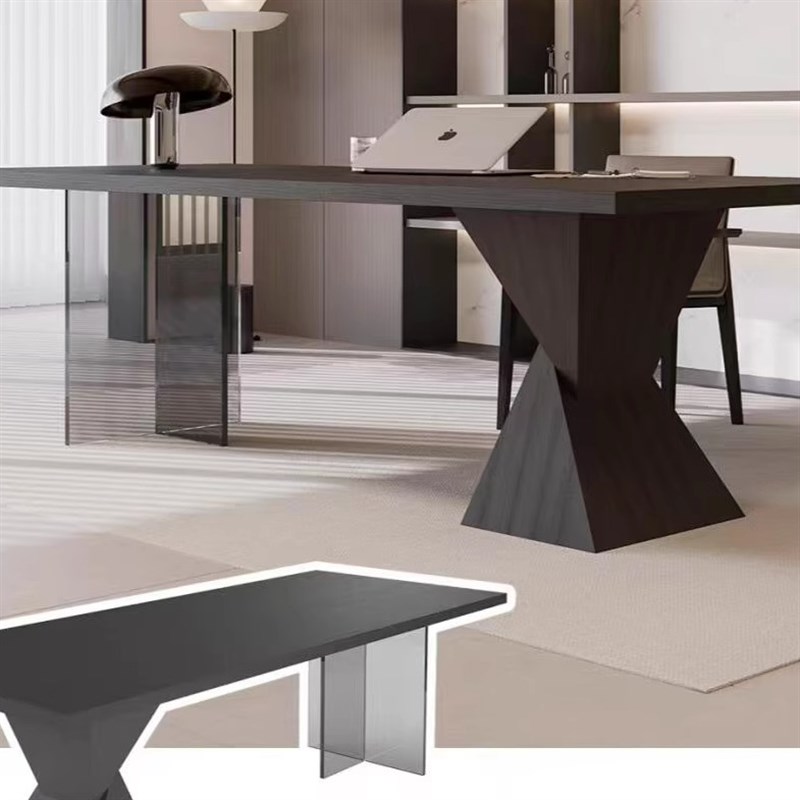 2025新款黑胡桃白蜡木书桌客厅书房办公桌酒店民宿办公室电脑桌