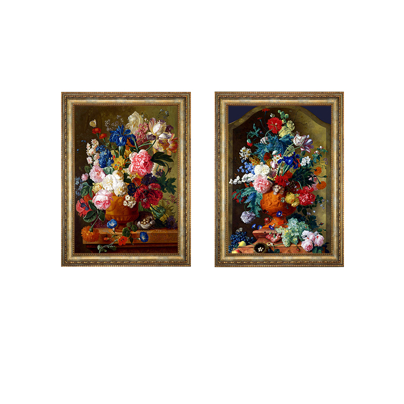 欧式油画客厅装饰画餐厅饭店墙壁装饰美式壁画单幅走廊挂画花卉画图片