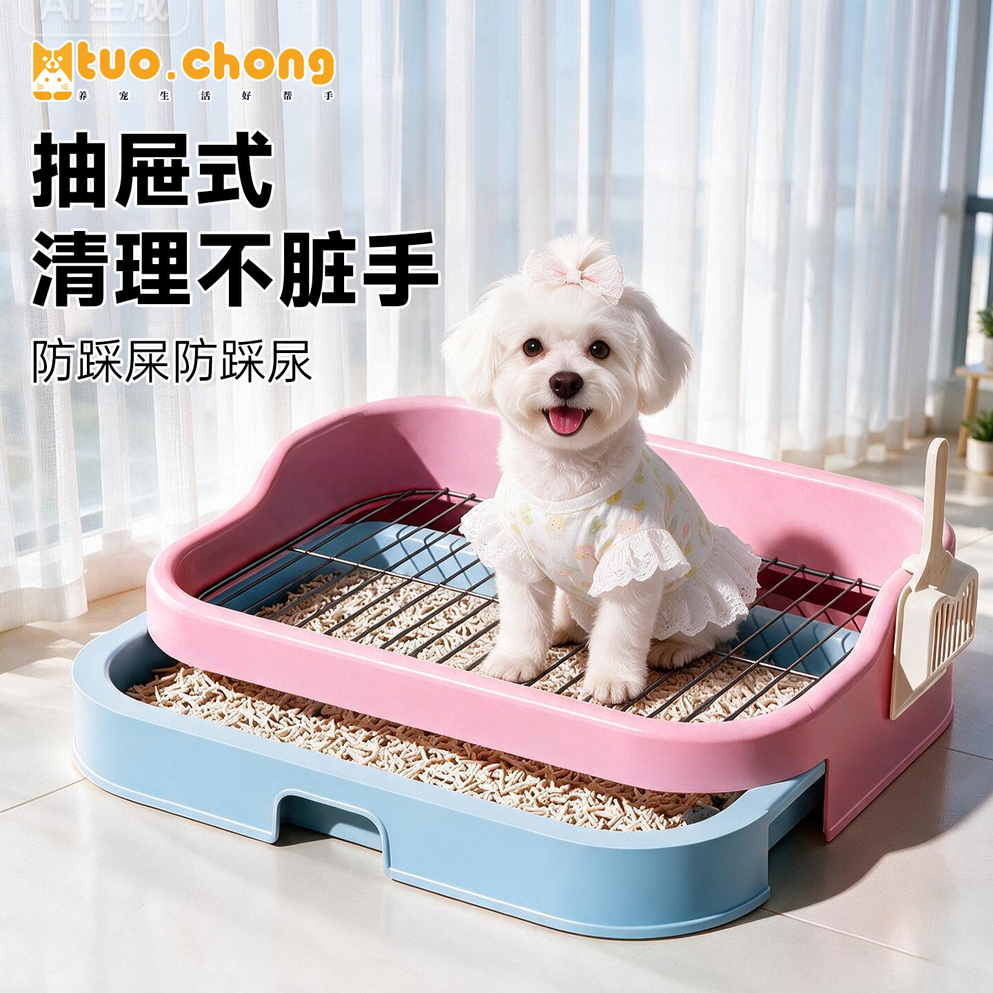 拓宠抽屉式防踩屎小型犬狗狗厕所图片