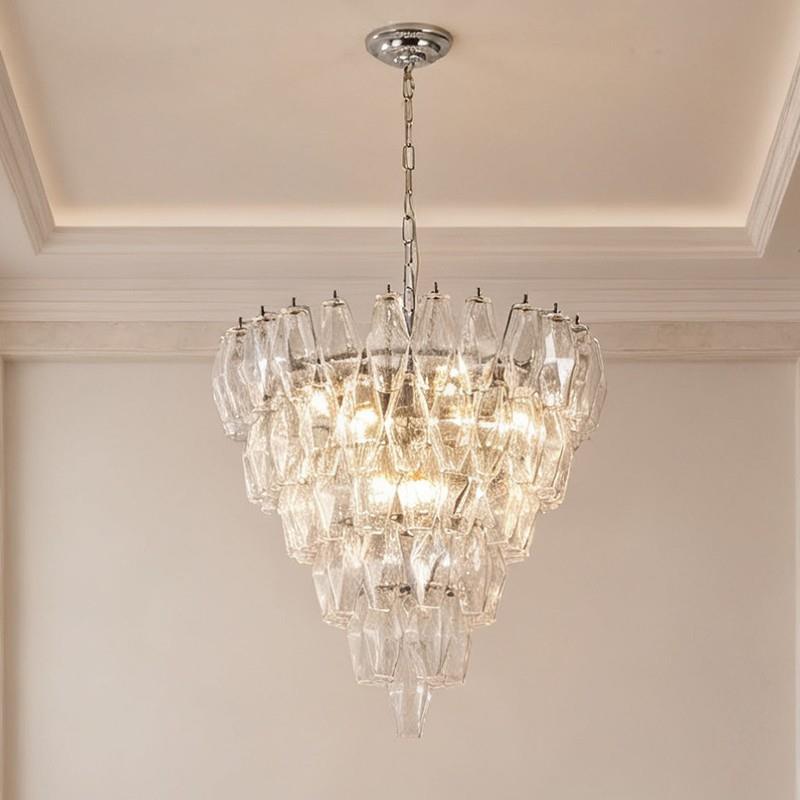 后现代轻奢钻石餐厅吊灯客厅酒店大堂楼梯玻璃灯室内工程玻璃吊灯