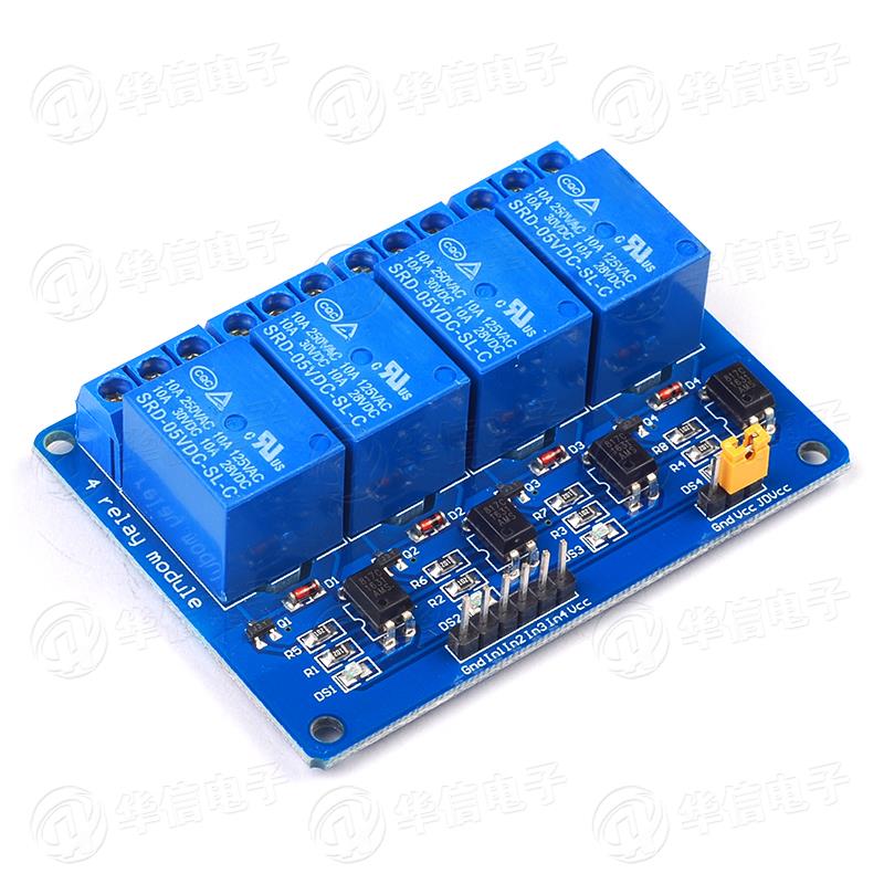 4路继电器模块5v12v24v低电平触发光耦隔离5vPLC驱动器控制板模块