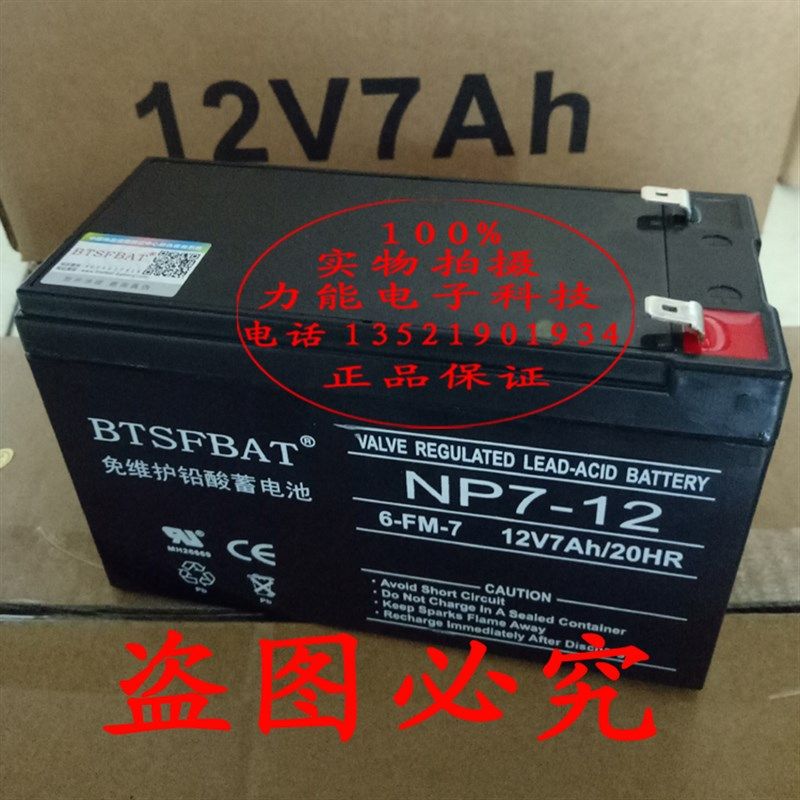 鑫磊娜儿童电动车电瓶12V7ah/20hr童车蓄电池玩具汽车12伏6FM7