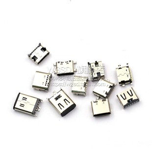 6P16P type c母座直插貼片插座USB 3.1 高清傳輸接口快充接頭 4腳