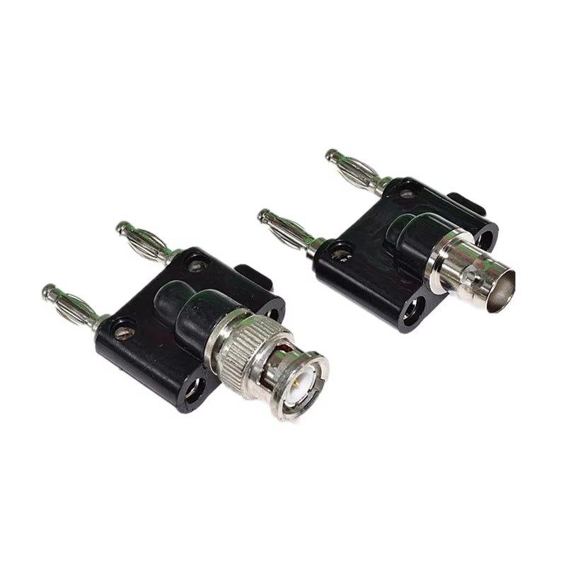 BNC公头BNC母头转4mm香蕉插头Q9头转接头一分二一拖二射频连接器