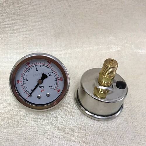轴向耐震压力表YN50Z  0-16mpa 2300psi 直径50mm 螺纹M14x1.5