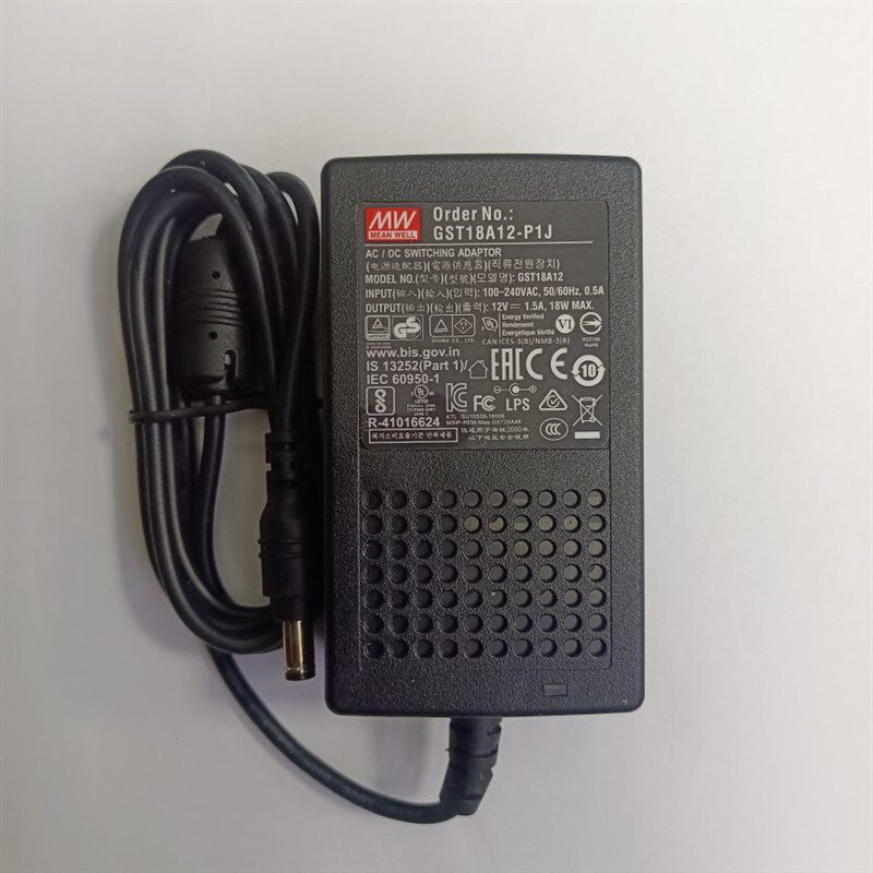 台湾明纬电源适配器GST18A12-P1J 18W 12V1.5A节能VI级配三插线