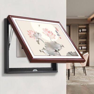荷饰画新实木电表箱挂画遮挡配电箱空盒盖板壁画