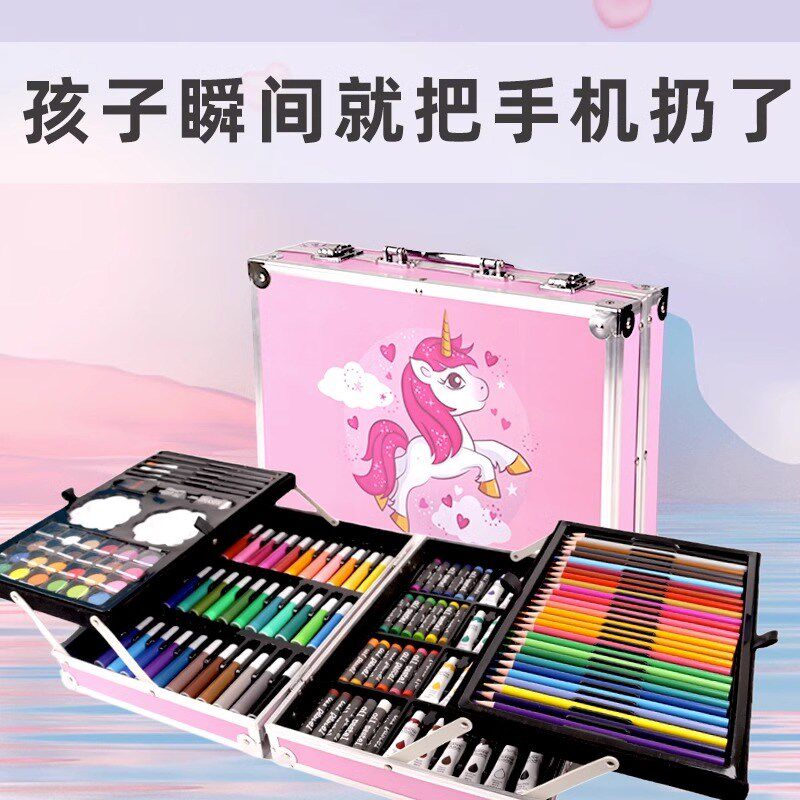 儿童绘画工具画画礼盒女童美术水彩笔全用品