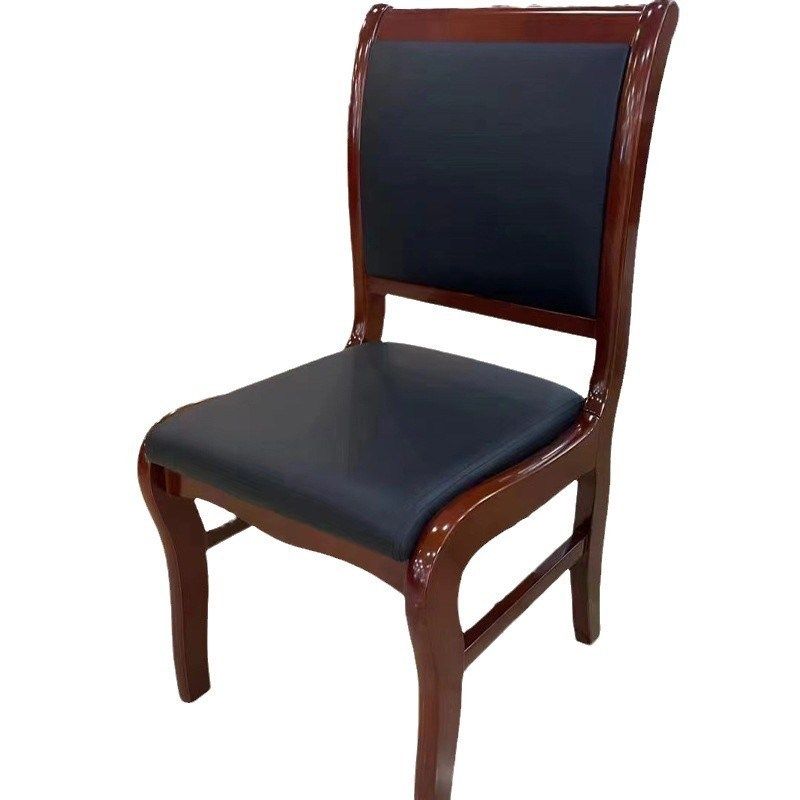 中式办公椅实木会议椅现代职员无扶手四脚靠背棋牌室麻将椅子