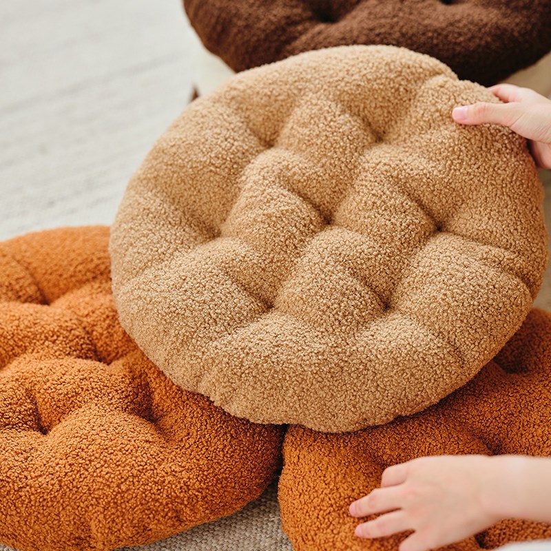 迷雾之森单层饼干奶油黄坐垫沙发客厅高级感椅子坐垫圆形椅垫