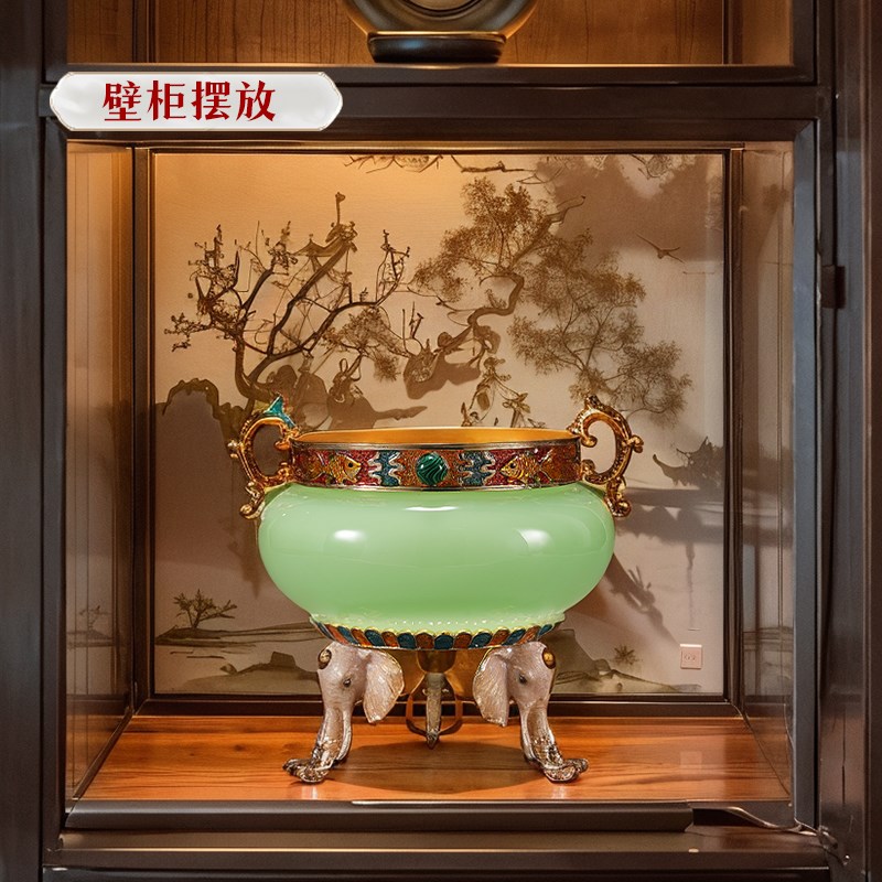 琉璃玉聚宝盆招财客厅办公室酒柜水晶球饰公司乔迁业礼品