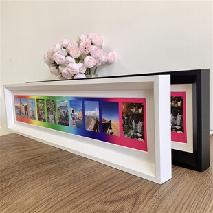 相纸拍立得相框实木长条框架装裱i寸照片摆台挂墙