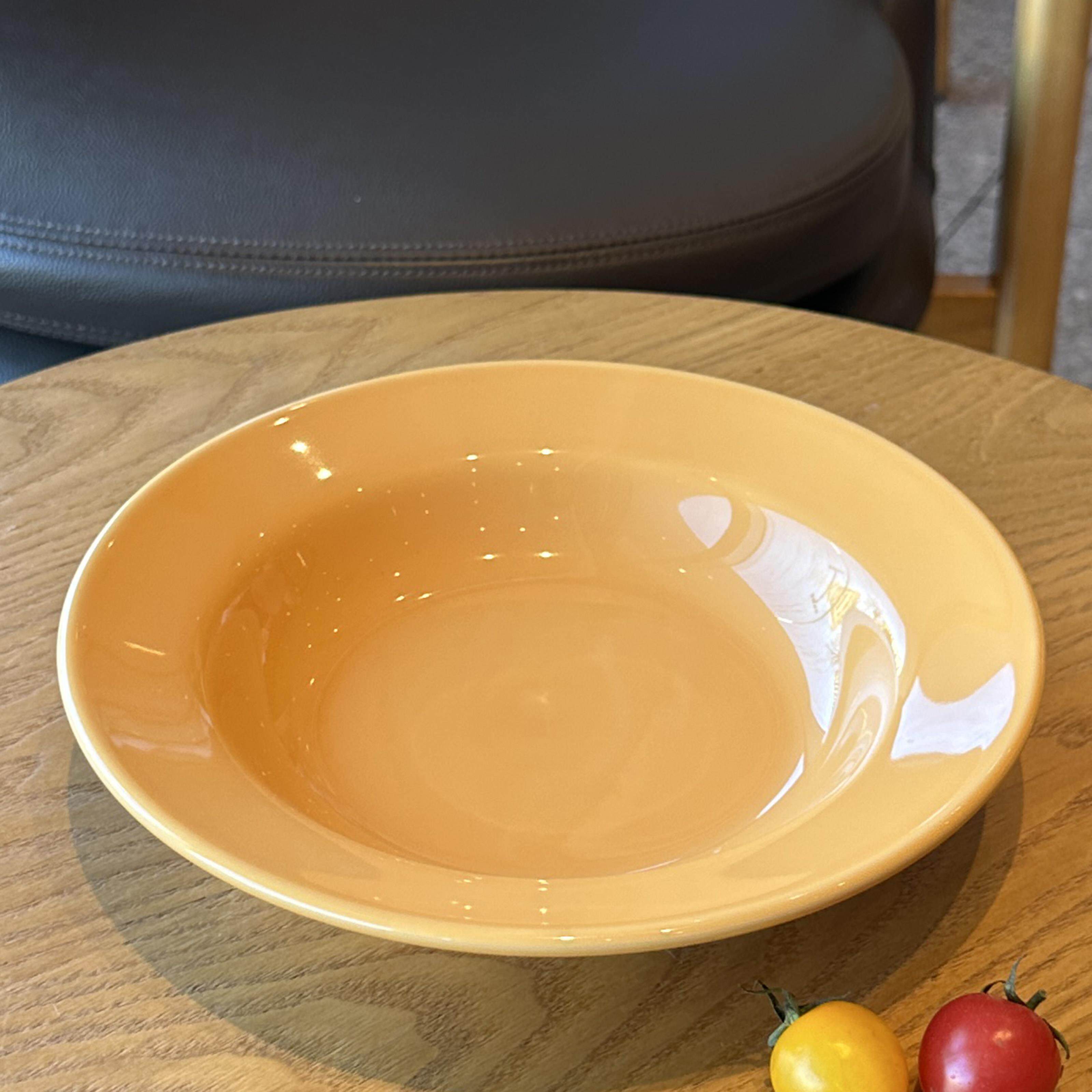 Tuxton复古橙黄色汤盘义大利面盘水果沙拉盘炒饭盖饭咖哩餐盘家用