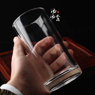 原矿石水晶茶杯水杯加厚直身杯家用无盖直筒泡茶绿茶杯老板办公杯